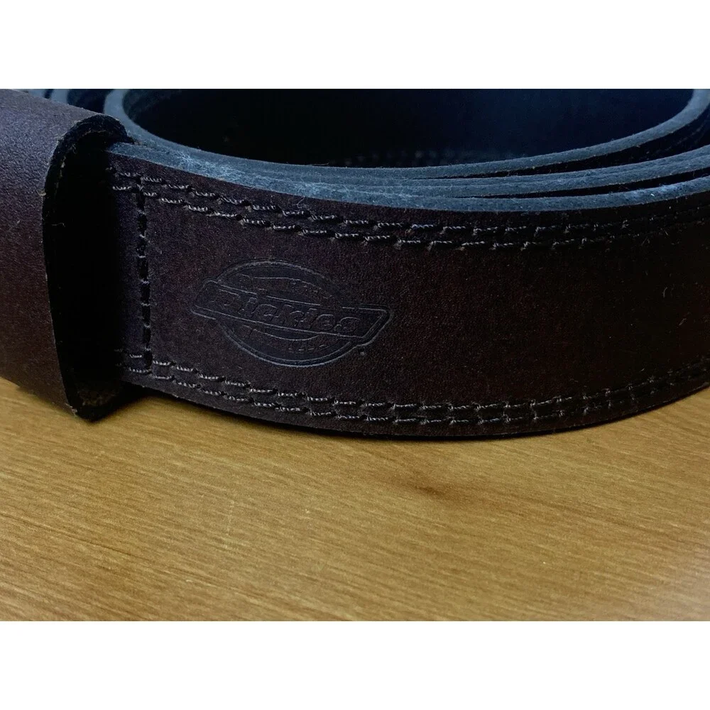 Dickies Brown Leather Men’s Belt Black Buckle Size 52”